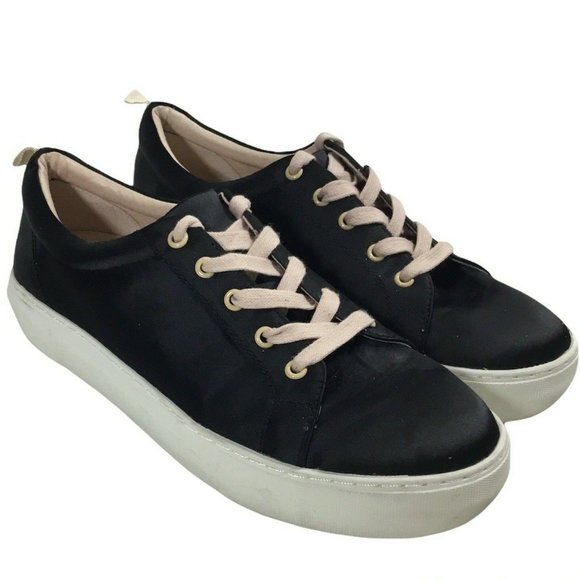 J/Slides NYC Black Satin Platform Sneakers - Picture 1 of 6